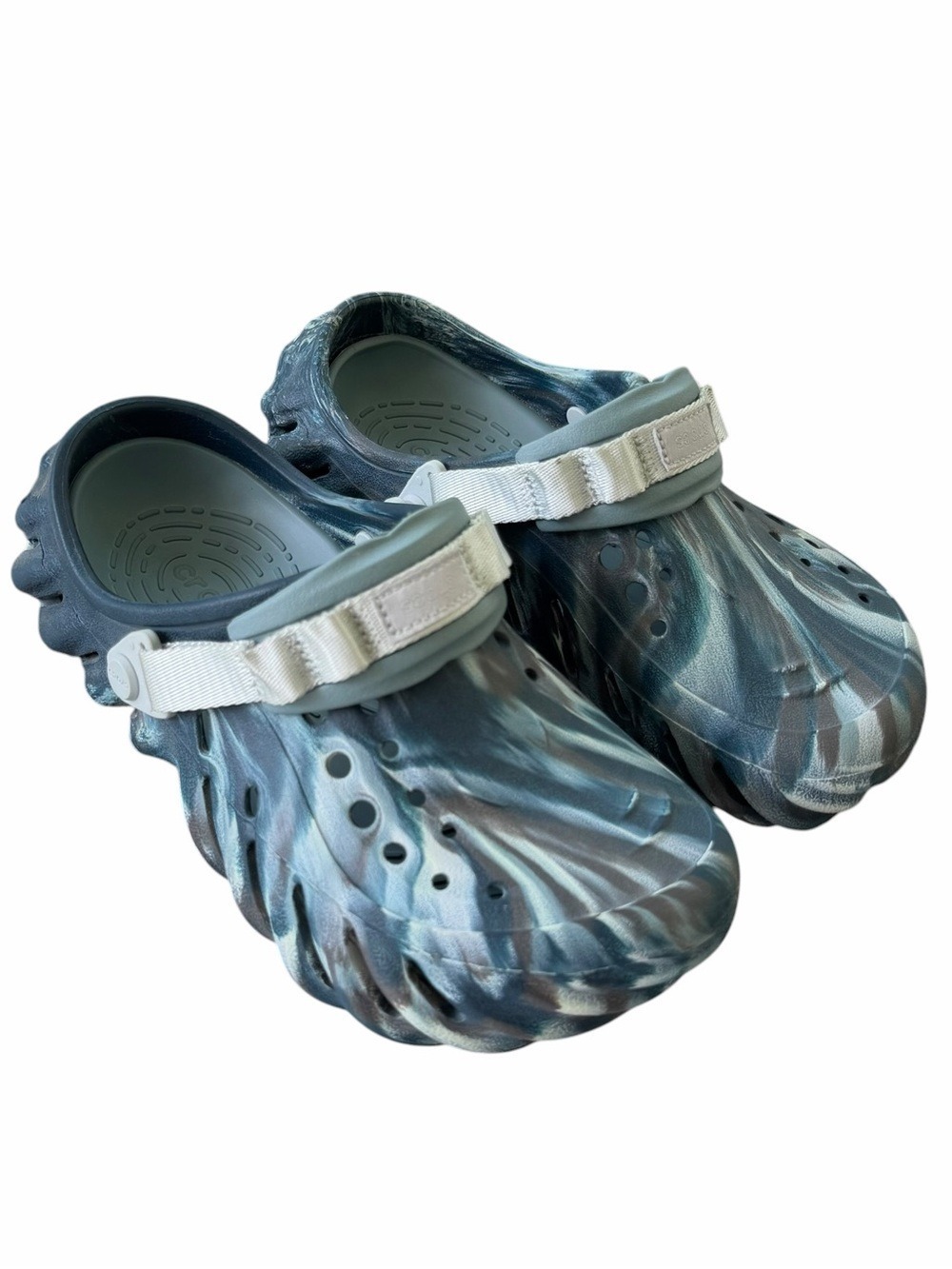 Crocs Unisex Adult Echo Marbled Clogs Black Sand Multi M6 W8 Very Nice Condition